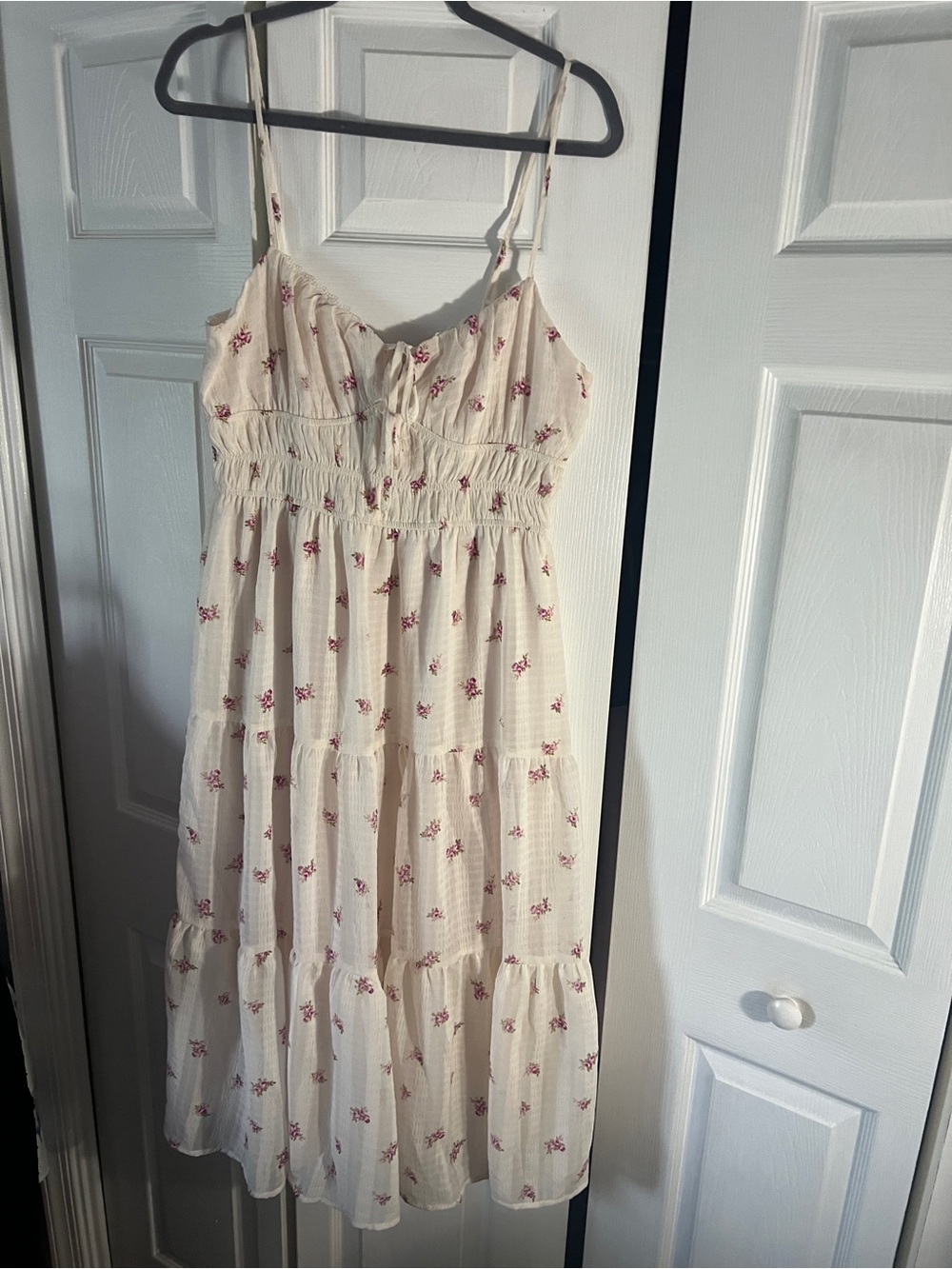 Trixxi Cream Maxi Dress with Pink Floral Print - Picture 7 of 12